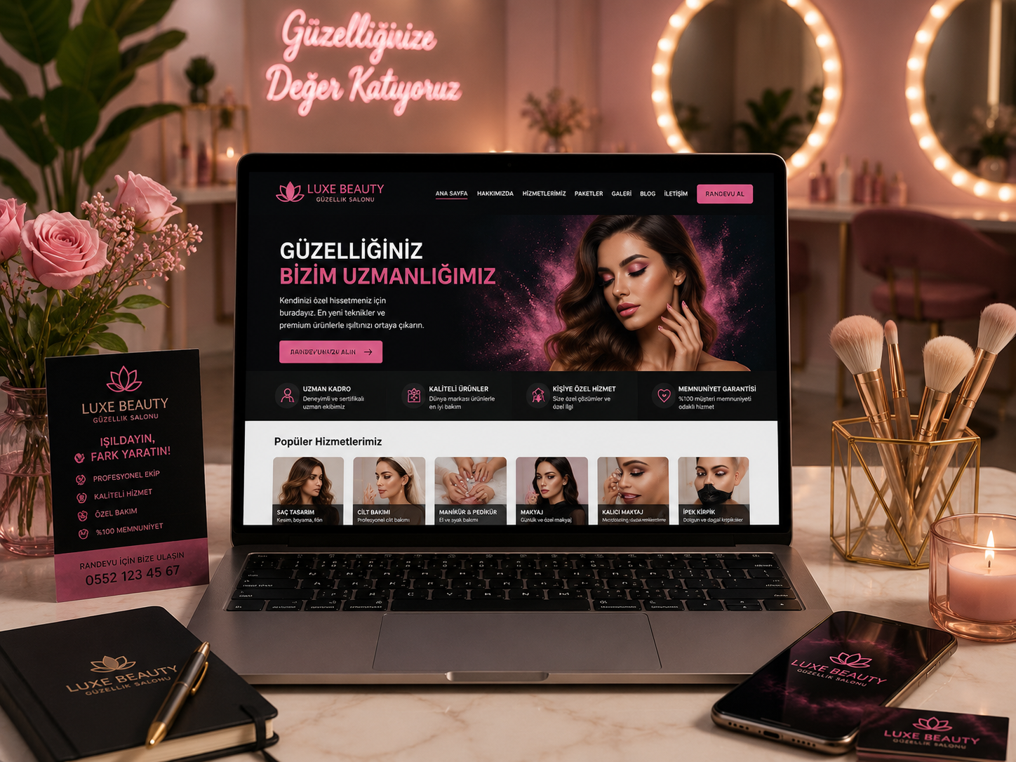 Güzellik Merkezi Sitesi hazır web tasarım paketi